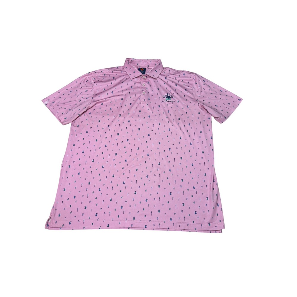 Donald Ross x Casa de Campo Sport Pink Tropical Teeth the Dog Golf Polo Mens XXL